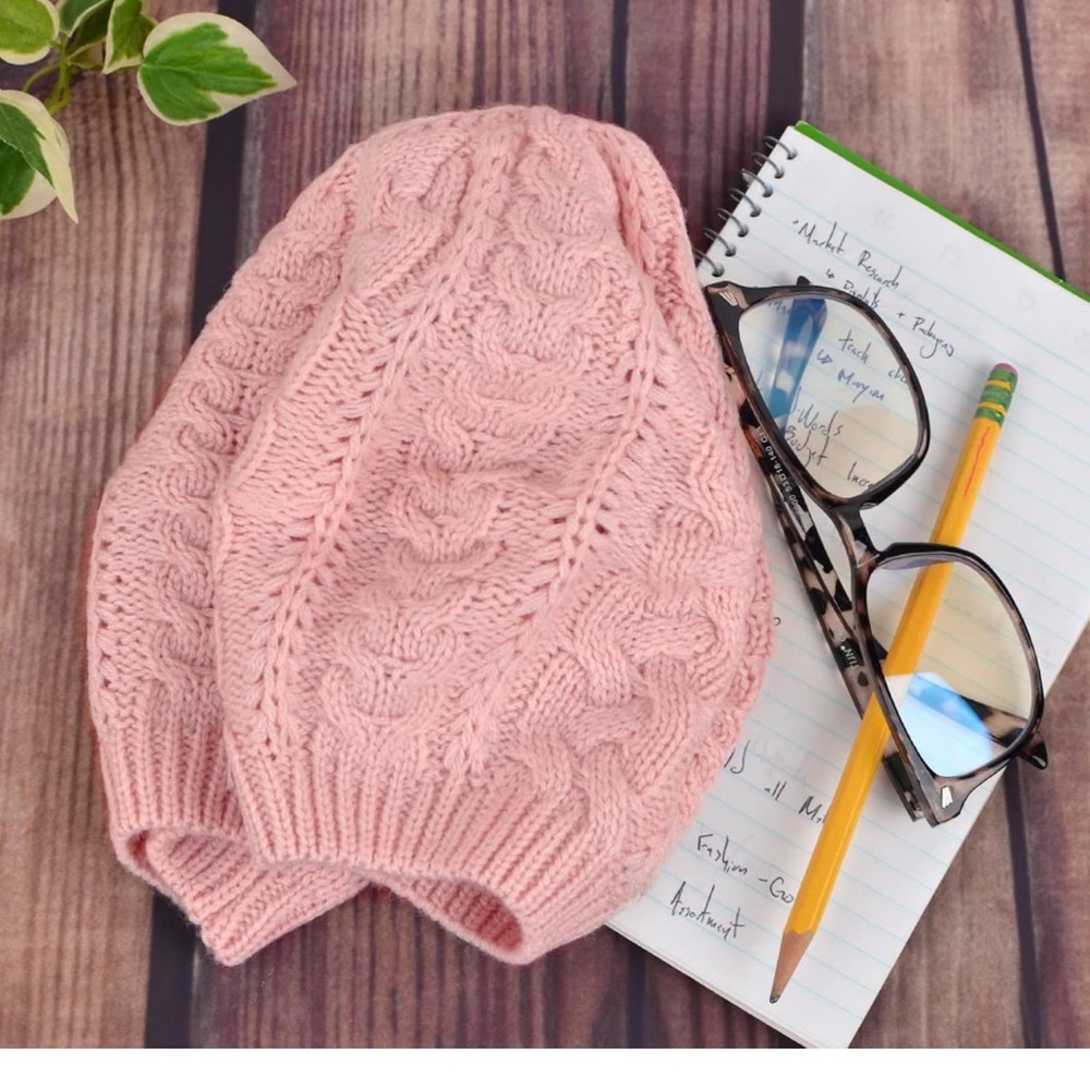 Pink Soft Beanie, Chic, and Lightweight Crochet Knitted Style Beani… - Picture 4 of 6